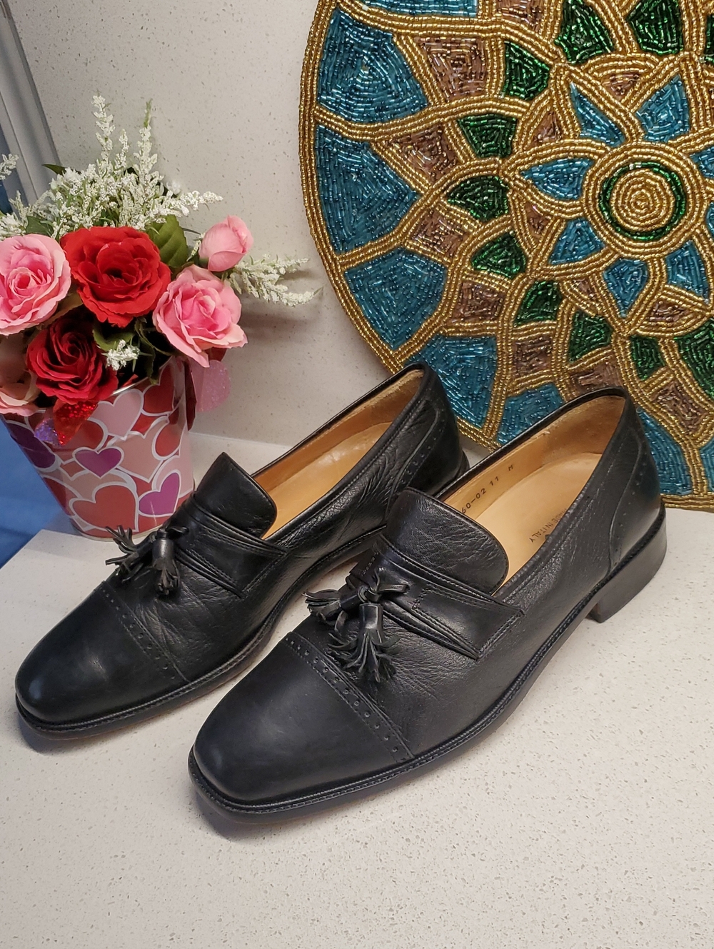 VITO RUFOLO Black Leather Tassel Loafers (sz 11)